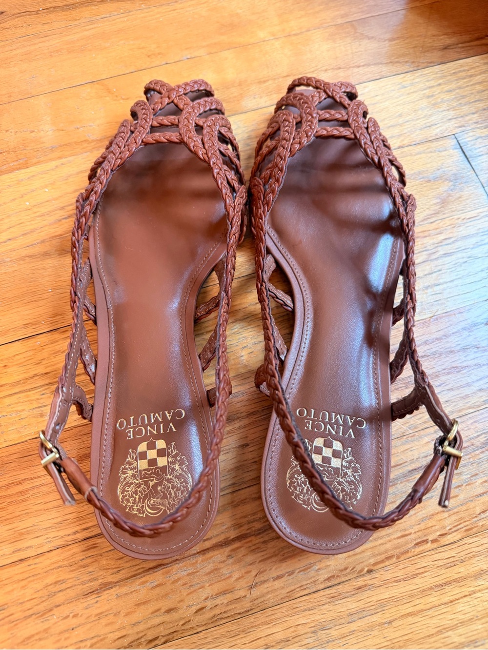 Vince Camuto Braided Slingback Sandals Cognac Brown Size 10 - Picture 6 of 8
